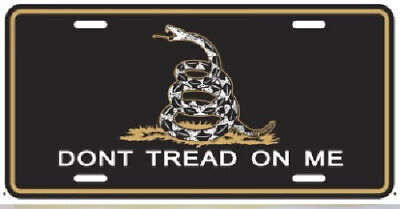 BLACK GADSDEN DON'T TREAD ON ME BLACK TACTICAL Embossed License Plate