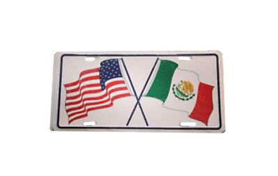 Mexico Mexican American USA Flags 6"x12" Aluminum License Plate Sign