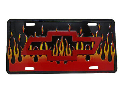 Fire Burning Chevrolet Chevy Black Flames Red  6"x12" Aluminum License Plate Tag