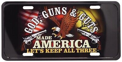 God, & Guts Made America Let's Keep All Three 6"x12" License Plate 7556A-51