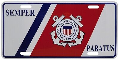 United States Coast Guard Semper Paratus White 6"x12" Aluminum License Plate