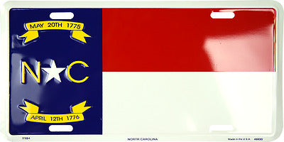 State of North Carolina NC Flag 6"x12" Aluminum License Plate Tag