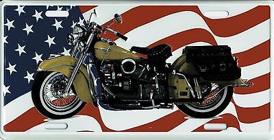 USA American Flag Motorcycle Chopper Bike 6"x12" Aluminum License Plate Made USA