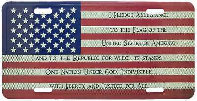 USA American Pledge of Allegiance Digital Tea Stained 6"x12" License Plate