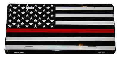 USA Fire Fighter Dept Department Thin Red Line 6"x12" License Plate Made USA