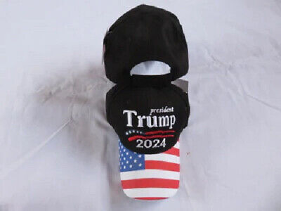 TRUMP 2024 BLACK USA PATRIOTIC USA FLAG EMBROIDERED HAT CAP