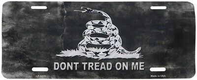 Gadsden Don't Tread On Me Black White Distressed 6"x12" License Plate USA Made