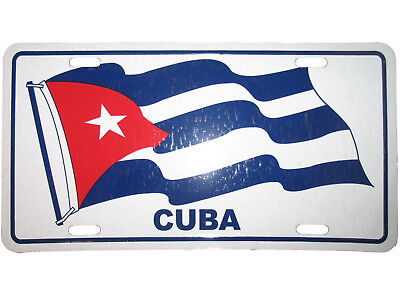 Cuba Cuban Waving Flag 6"x12" Aluminum License Plate Tag