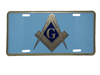 Mason Masonic Lodge Blue Gold 6"x12" Aluminum License Plate Tag