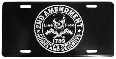 HOMELAND SECURITY 2ND AMENDMENT 1789 BLACK NRA Aluminum Embossed License Plate