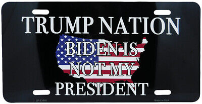 Trump 2024 Nation Biden Is Not My President Black Aluminum 6"x12" License Plate