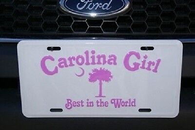 Carolina Girl White and Pink 6"x12" Aluminum License Plate Tag