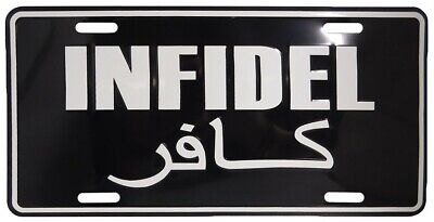 Infidel Black 6"x12" Aluminum License Plate Sign