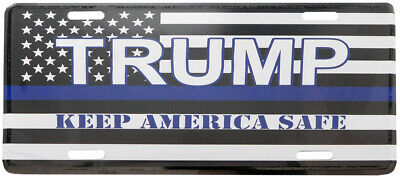 USA Trump 2024 Thin Blue Line Keep America Safe 6"x12" Aluminum License Plate