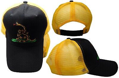 TRUMP 2024 Gadsden Black With Yellow Mesh Trucker Cotton Embroidered Cap Hat