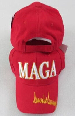 TRUMP 2024 MAGA SIGNATURE LETTERS RED USA EMBROIDERED HAT CAP