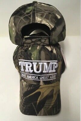 TRUMP 2024 MAKE AMERICA GREAT WOODLAND CAMO MAGA Adjustable Embroidered Cap Hat