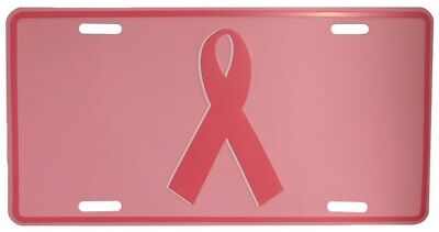 Pink Ribbon Breast Cancer Awareness PINK Aluminum Embossed License Plate