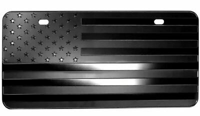 USA BLACKOUT American Flag Metal Embossed License Plate (12"x6", Black)