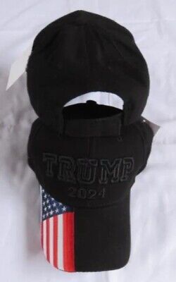 TRUMP 2024 BLACKOUT BLACK TACTICAL PATRIOTIC USA Embroidered Cap Hat