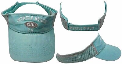 Myrtle Beach 1938 SC Light Aqua Washed Cotton Embroidered Visor Cap Hat