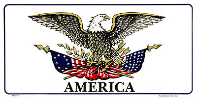 AMERICAN USA FLAG EAGLE AMERICA 6"x12" Aluminum License Plate Tag