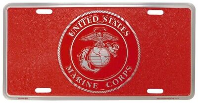 US Marine Corps Red Textured 6"x12" Aluminum License Plate - Officially Licensed