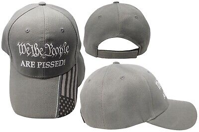 TRUMP 2024 We The People Are Pissed! Grey Gray With USA Flag On Bill Cap Hat