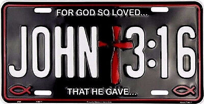 John 3:16 Christian Christ Aluminum Metal Novelty Car License Plate Tag