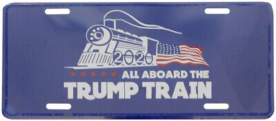 All Aboard The Trump Train 2020 Wheels Blue 6"x12" Aluminum License Plate