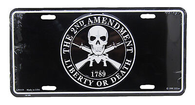 The 2nd Amendment Liberty or Death 1789 Skull 6"x12" Aluminum License Plate Tag