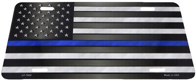 USA 50 Star Thin Blue Line Police 6"x12" Aluminum License Plate LP-7902 USA Made