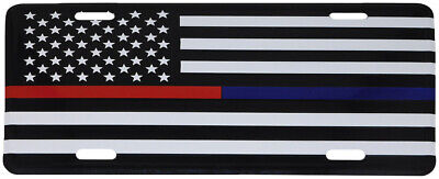 USA 50 Star Thin Red Blue Line 6"x12" Aluminum License Plate USA Made