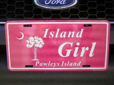 South Carolina SC Pawley's Island Girl Pink White 6"x12" License Plate Sign