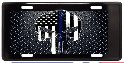 DEMON SKULL DIAMOND PATRIOTIC BLACK TACTICAL Embossed License Plate