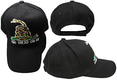 TRUMP 2024 Gadsden Don't Tread On Me Black With White Embroidered Hat Cap