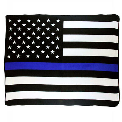 USA American Thin Blue Line 50x60in Throw Blanket Blue Lives Matter Police Lives