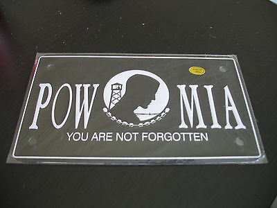 Pow Mia You Are Not Forgotten Aluminum Motorcycle Bike License Plate Tag