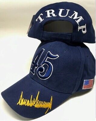 TRUMP 2024 "45" DARK BLUE SIGNATURE Adjustable Embroidered Cap Hat