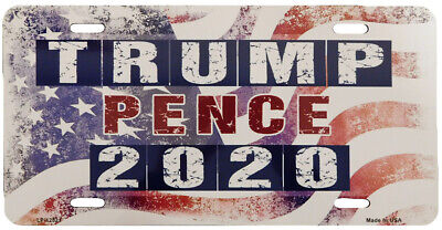 Trump Pence 2020 USA Waving Flag 6"x12" Aluminum License Plate Tag Made In USA