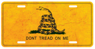 Gadsden Don't Tread On Me Yellow Snake Vintage Aluminum Embossed License Plate