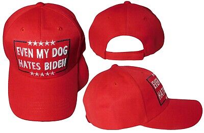 TRUMP 2024 Even My Dog Hates Biden Stars Red Embroidered Cap Hat