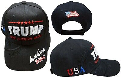 New Adjustable Trump 2024 Embroidered Hat Baseball Cap Black US