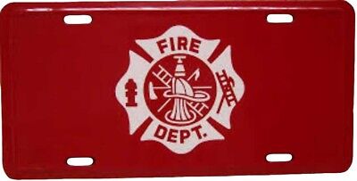 Fire Dept License Plate Department Red 6"x12" License Plate Tag Made in USA