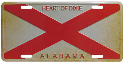 Heart Of Dixie Alabama Vintage Tea Stained 6"x12" Aluminum License Plate