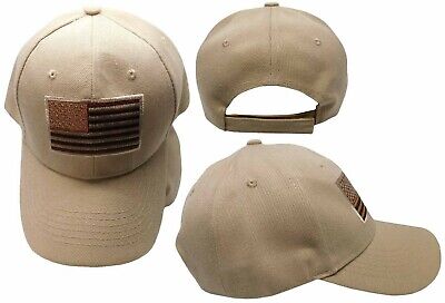 USA US U.S. America American Flag Khaki Tan Patch MILITARY TRUMP 2024 Cap Hat