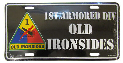 1st Armored Division Old Ironsides Black 6"x12" Aluminum License Plate Made USA