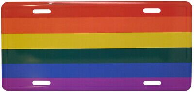 Rainbow Pride Striped LBGTQ 6"x12" Aluminum License Plate Car Tag