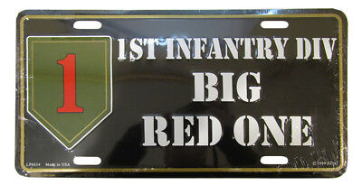 1st Infantry Division Big Red One Black 6"x12" Aluminum License Plate Made USA