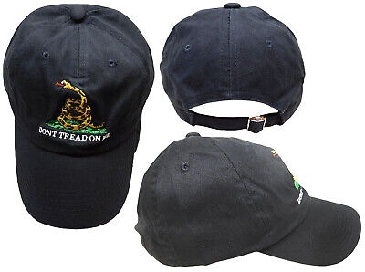 TRUMP 2024 Gadsden Don't Tread on Me Washed Black Yellow Snake Cap Hat